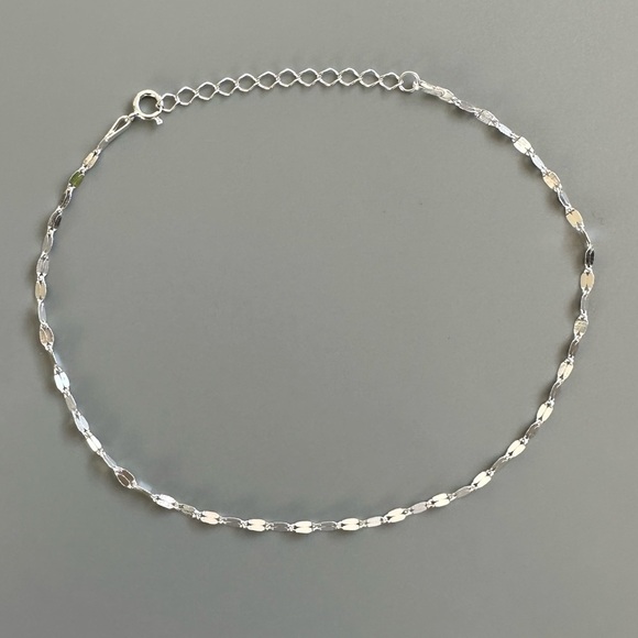 Sterling Silver Flat Chain Anklet - Picture 9 of 9